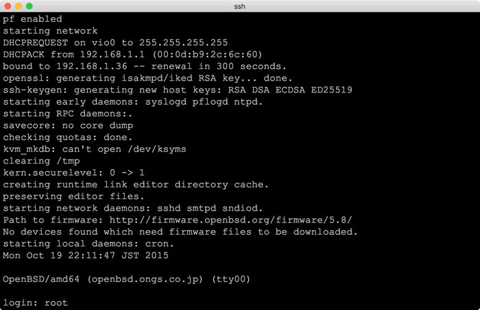 図4　OpenBSD 5.8実行例