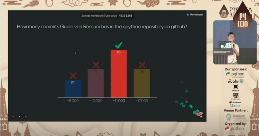 「Guido van RossumのCPythonでのコミット数は?」