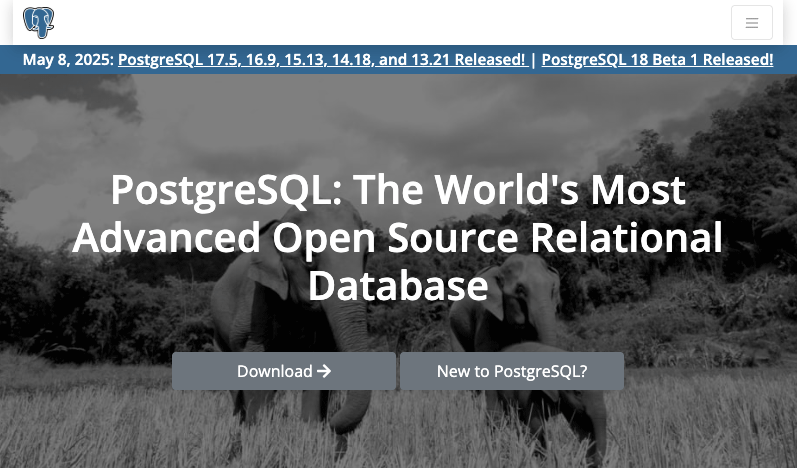 The PostgreSQL Global Development Groupのトップページ