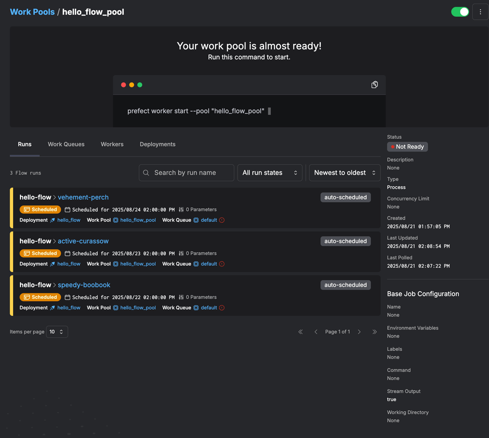 Web UI上のWork Pools画面