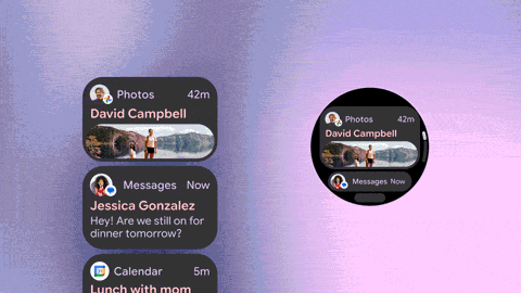 TransformingLazyColumn allows content to collapse and change in size when approaching the edge of the screens