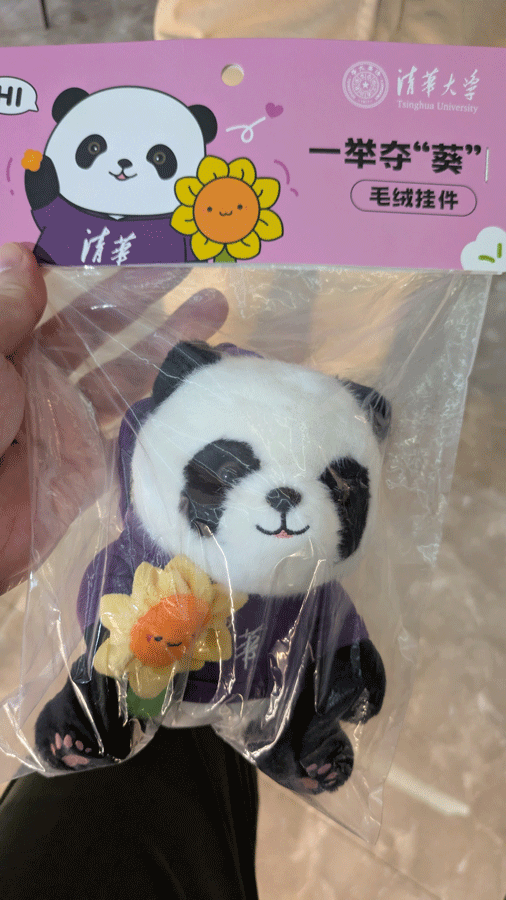 ひまわりを持った清華大学パンダ