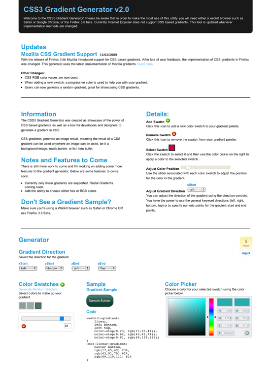 図6　CSS3用グラデーションジェネレーター