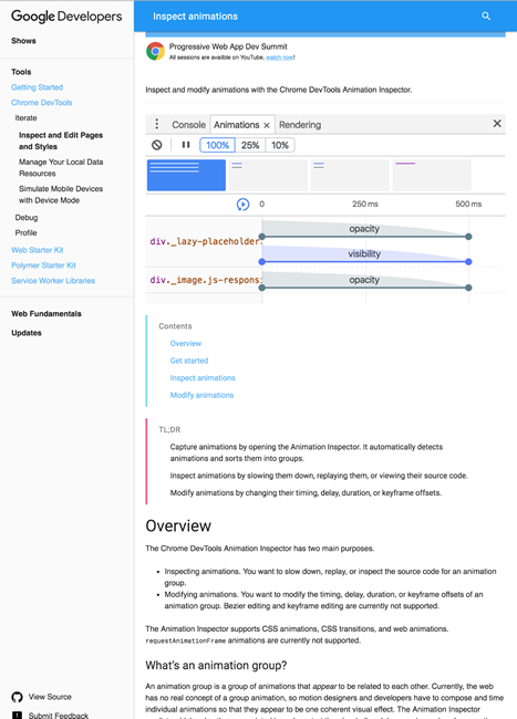 図1　ChromeのデベロッパーツールでCSSアニメーションを検証する方法