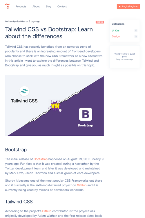 図3　Tailwind CSSとBootstrapとの比較