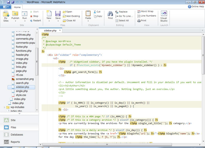 図13　WebMatrixのコード編集画面