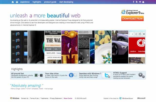 図3　IE9とHTML5による事例を紹介する『Beauty of the Web』