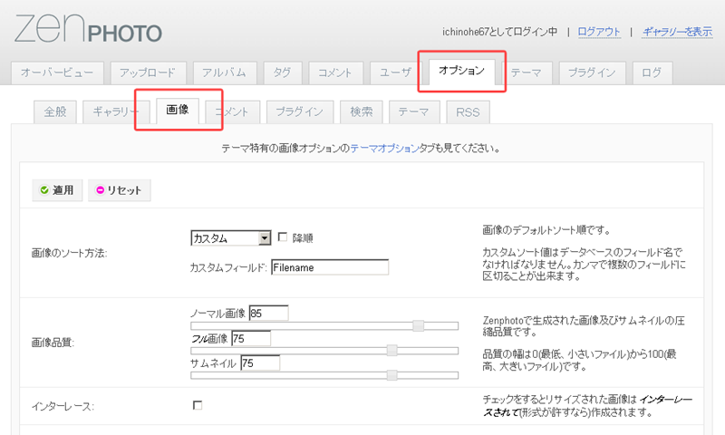 図4　画像のオプション設定