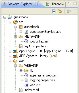 図12　Package ExplorerのGAEプロジェクト表示