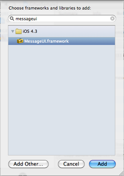 図14　MessageUI.framewrokの追加