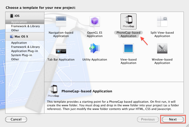 図5　PhoneGap-based Applicationを作成