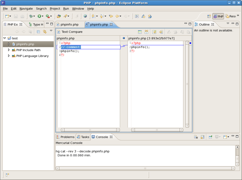 図7　Mercurial Eclipseの差分表示