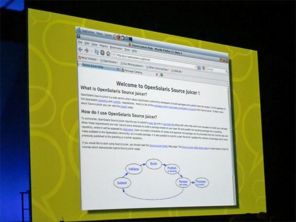 写真　OpenSolaris Source Juicerは、開発者がパッケージを構築して、レビュー用にパブリッシュできるWebサービス